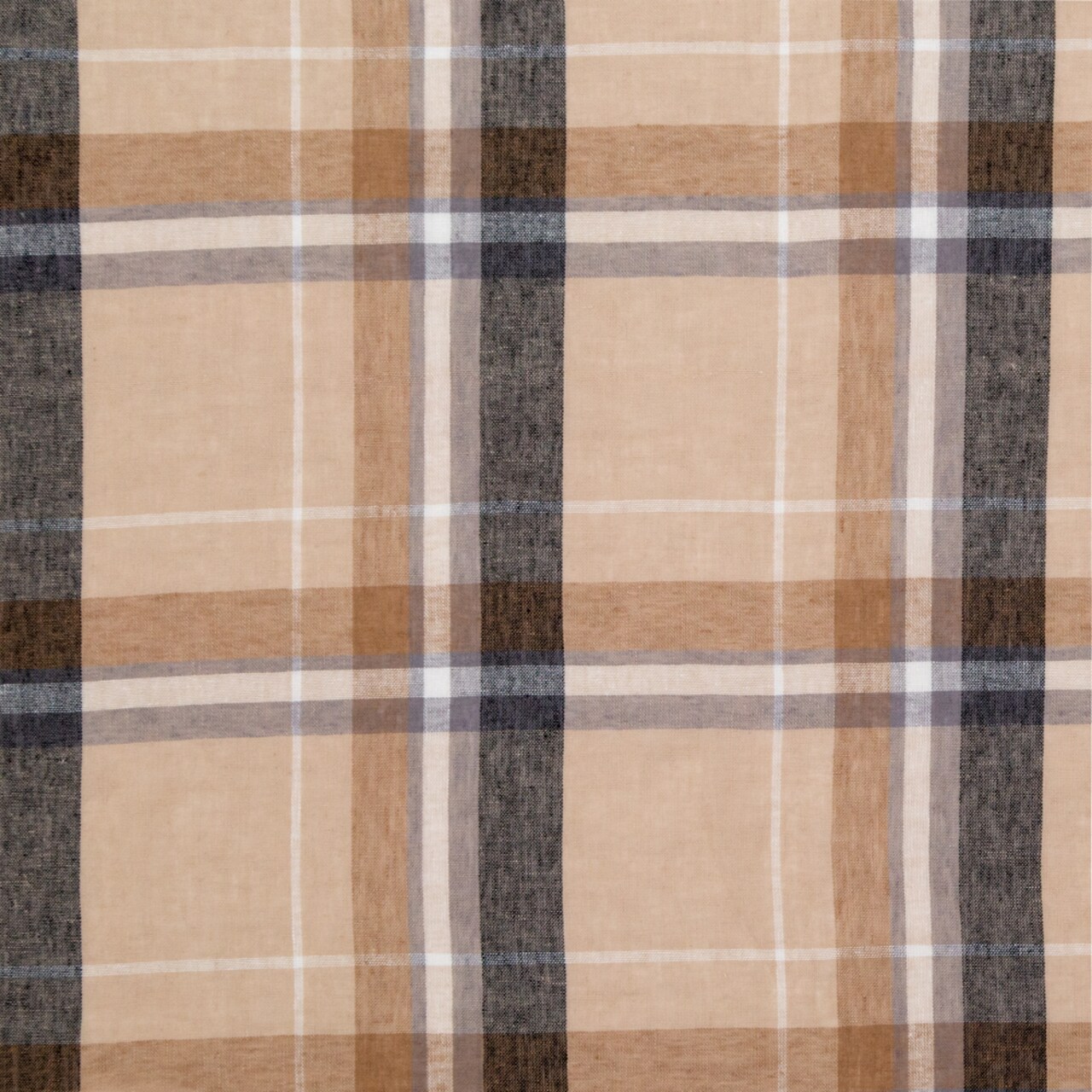 1 Yard Beige Plaid Cotton Gauze Lightweight Fabric for Dresses Skirts and Tops
